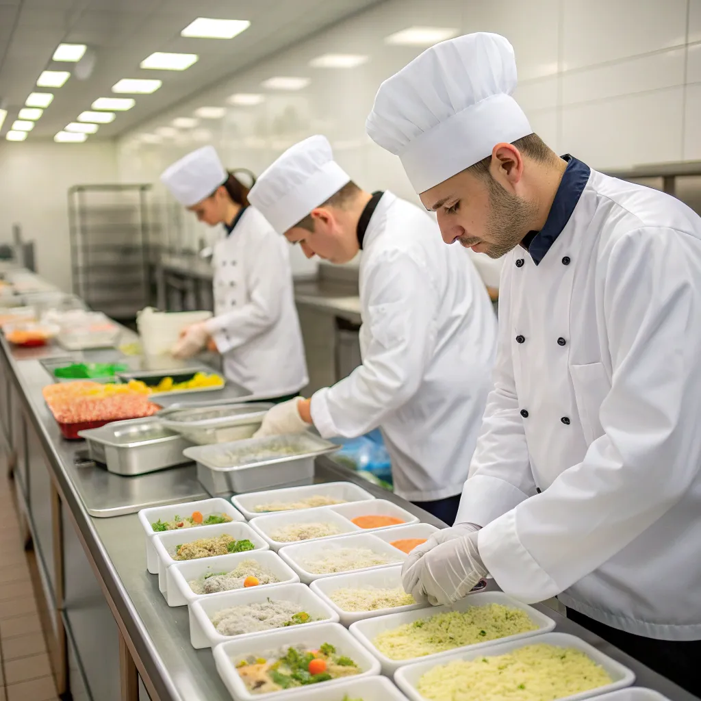 Professional chefs demonstrating frozen meal preparation